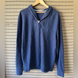 Marine Layer Deep Blue Knit Sweater with Button Detail